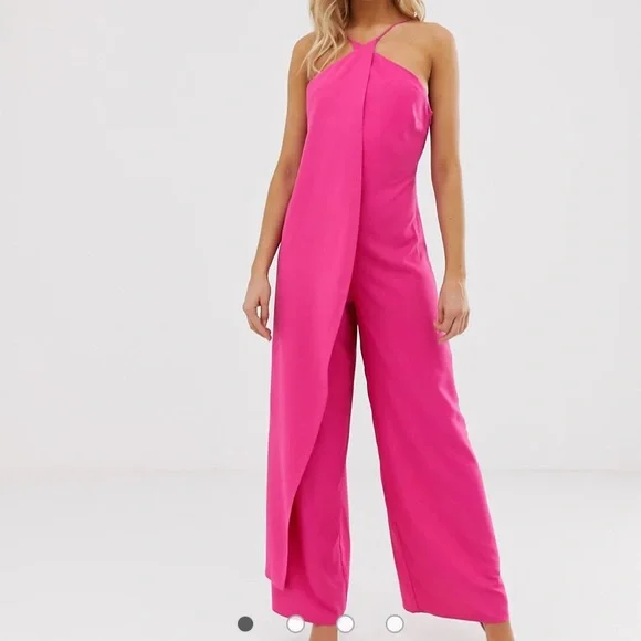 ASOS DESIGN cross front jumpsuit with drape - Picture 2 of 4